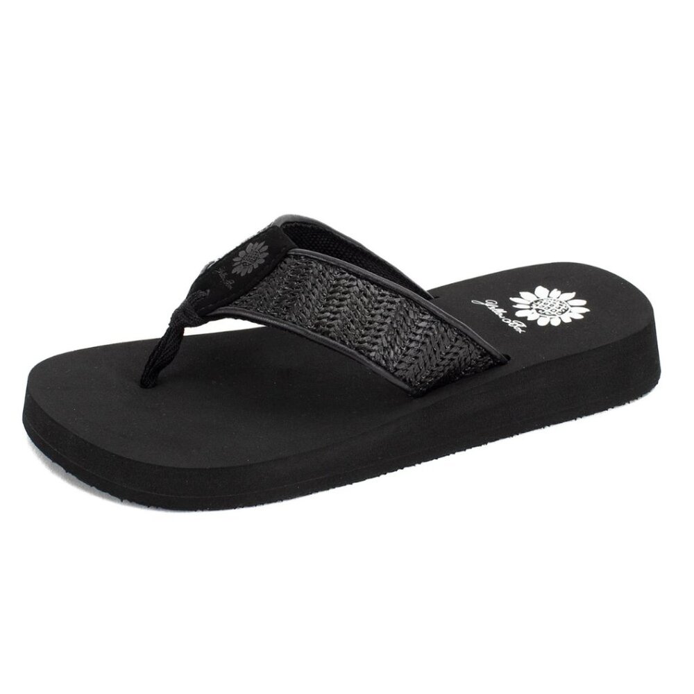 Yellow Box Floppy Black Flip Flops
